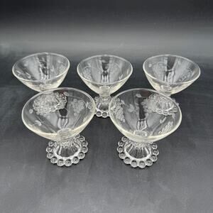 Vtg "Grape" by Standard Glass Stemware, Champagne/Sherbet 3.5" Set of 5